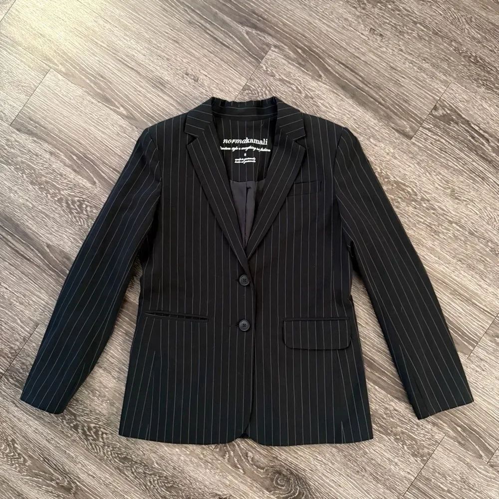 Norma Kamali Black White Pinstripe Blazer